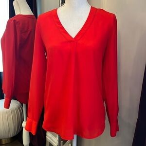 NWOT Crew Factory Red V-Neck Top Size XS